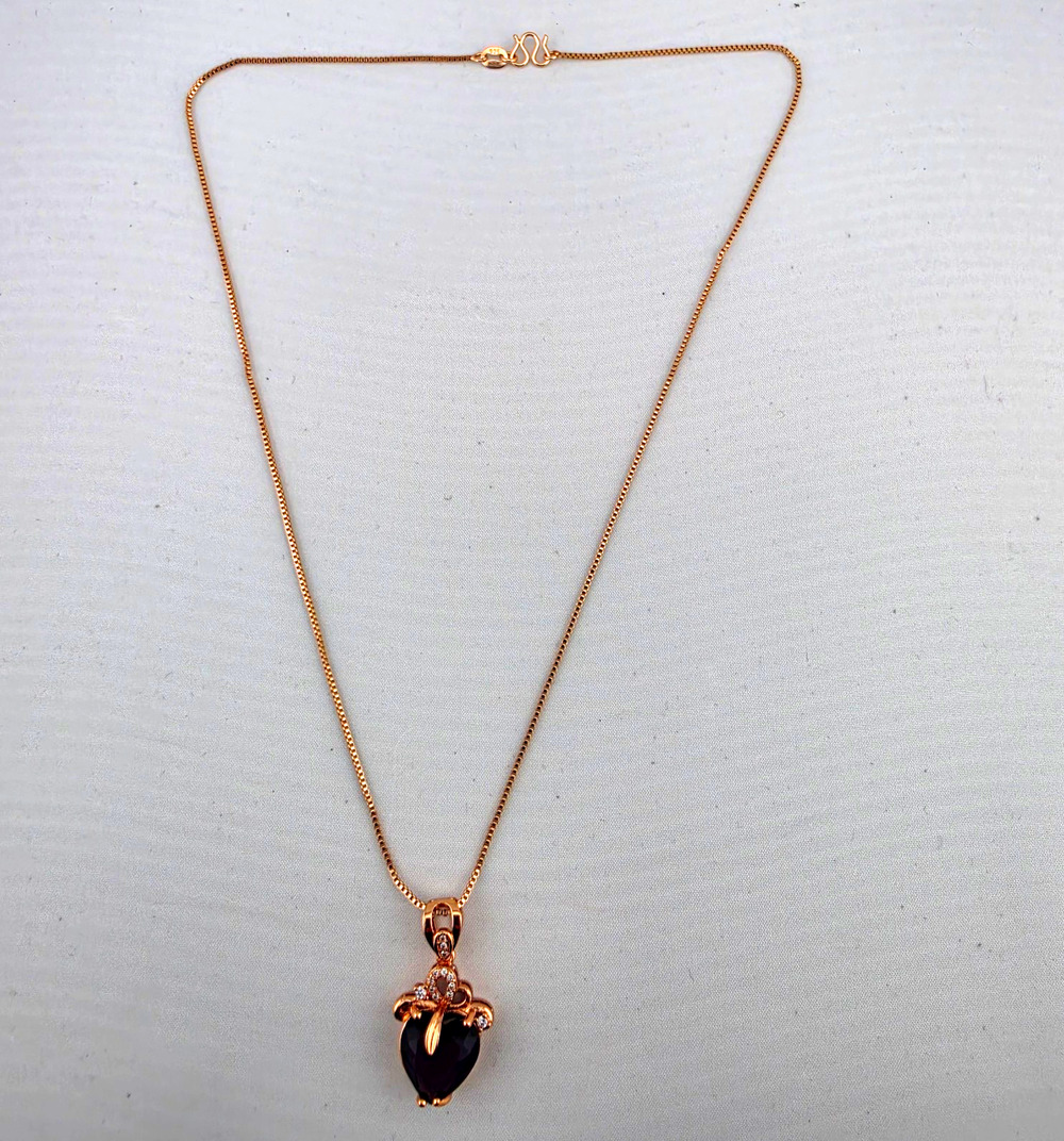 925 Sterling Silver Rose Gold Tone Heart Pendant Necklace Box Chain Signed